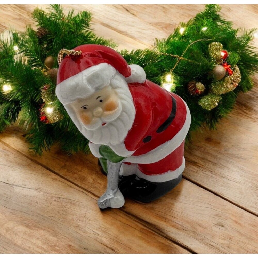 Santa Claus Golfing Christmas Tree Ornament Vintage Sports